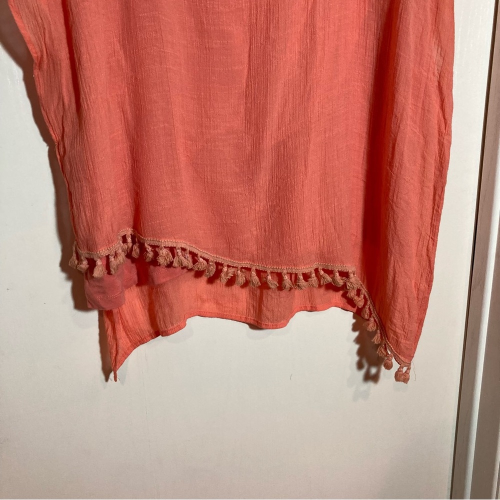 AB Studio peach fringe top 1X - Picture 2 of 4